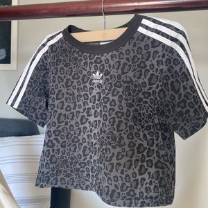 Adidas grey cheetah print crop top